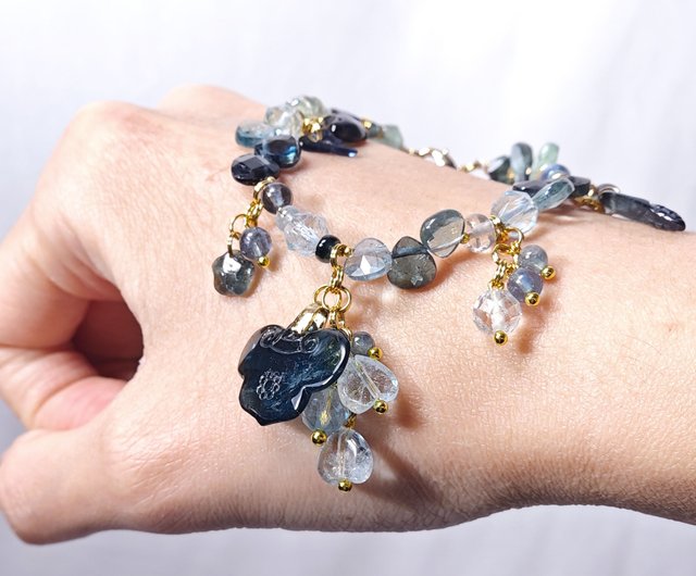 高品質トルマリン❤️可愛いブレスレット　レア粒有り❤️ブルートルマリン 最高級ブルートルマリンアクアマリンブルートパーズ如意智恵財運出世