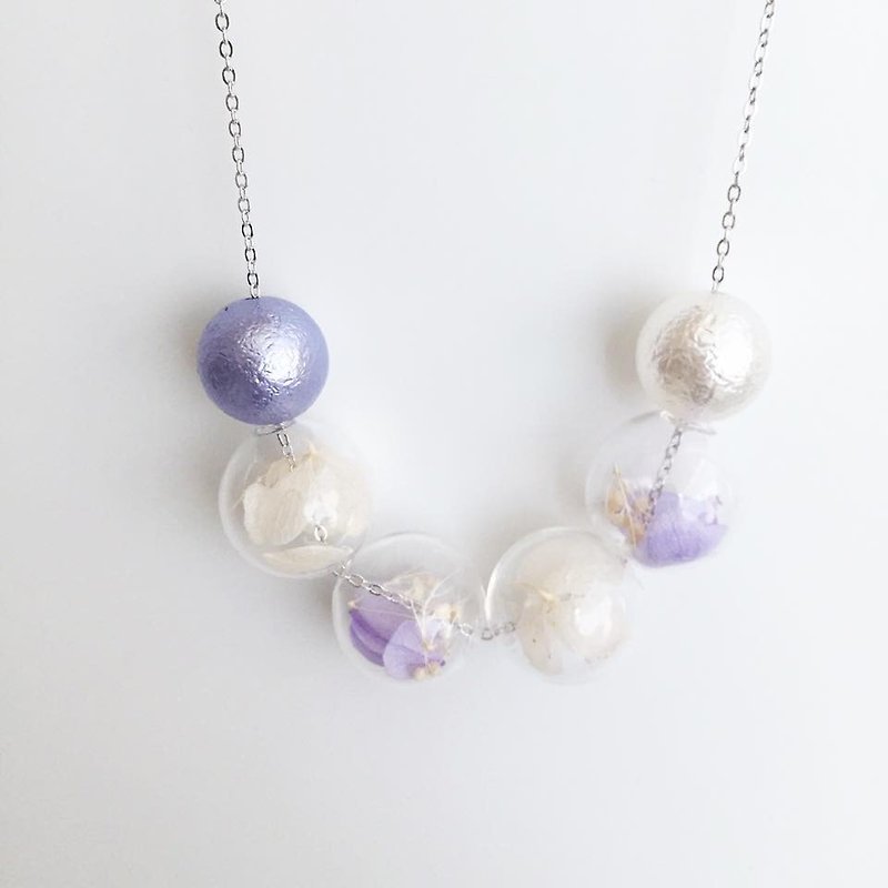 Preserved Flower Purple Necklace - Chokers - Glass Purple