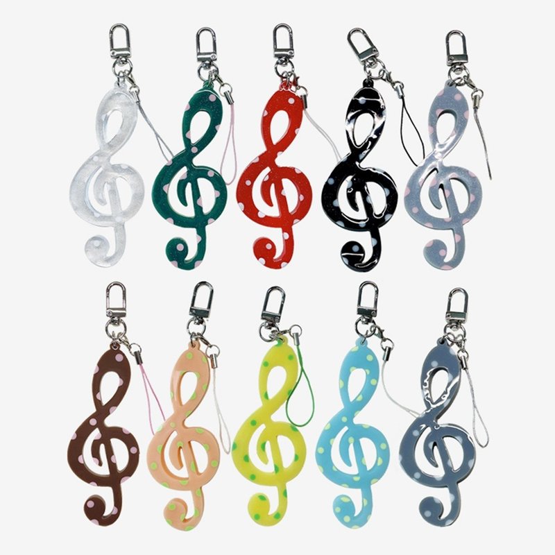 My Rhythm Dot Treble clef Music Resin Bold Keychain Bag Charm Gift - 鑰匙圈/鑰匙包 - 其他材質 多色