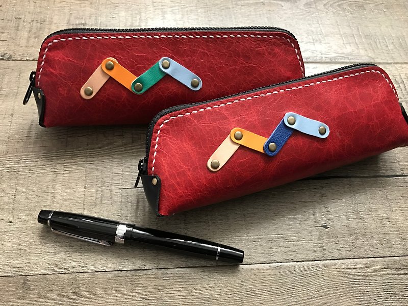 POPO │ fashion red leather │ rhythm pencil │ - Pencil Cases - Genuine Leather Red