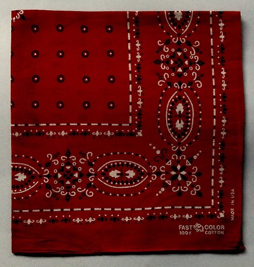 orangesodapanda Red (Ruby) Paisley Dot Bandana 20 x 21 inches Vintage 50s Fast Color Made in USA