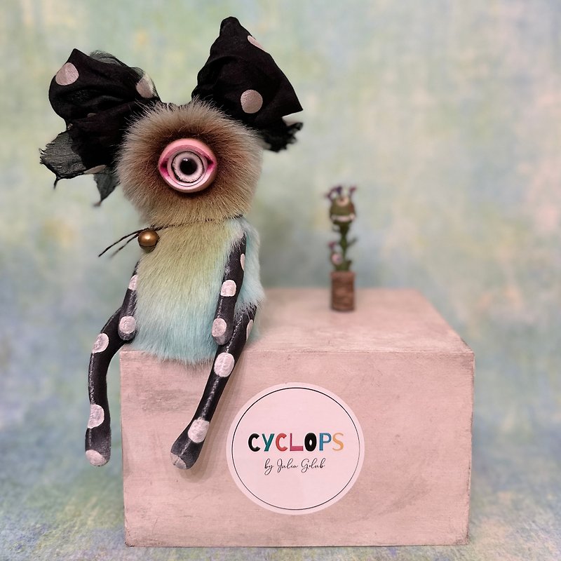 Blue mini cyclops - girl; doll _MADE TO ORDER in May! - Stuffed Dolls & Figurines - Other Materials Blue