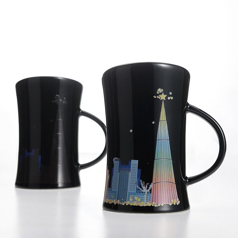 新北市の明るい夜景の色が変わるカップ - 明るいブラックの水筒カップ - グラス・コップ - その他の素材 