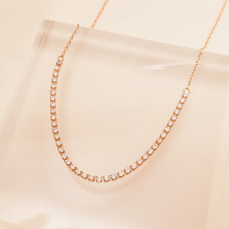 Mon amie Crystal Diamond Necklace Essential Series - Necklaces - Copper & Brass Gold