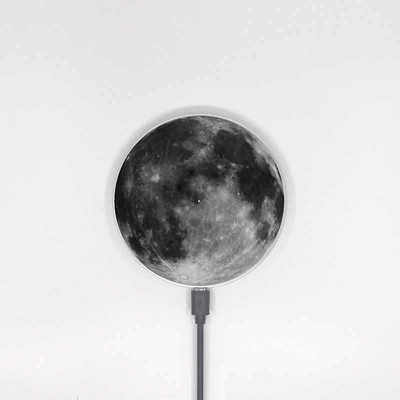 Full Moon Lunar Wireless Charger for iPhone Samsung Huawei Model - ที่ชาร์จไร้สาย - วัสดุอื่นๆ สีเทา