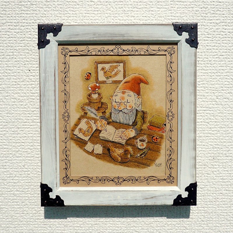 【額入り】ノームのハトの研究 - ポスター・絵 - 紙 カーキ