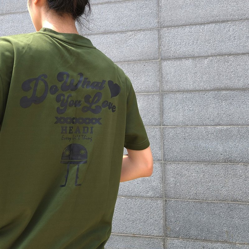 ユニセックス アウトドア 速乾性 半袖 刺繍トップ - Do What You Love Headi/オリーブ グリーン M-XL - Tシャツ メンズ - その他の素材 グリーン