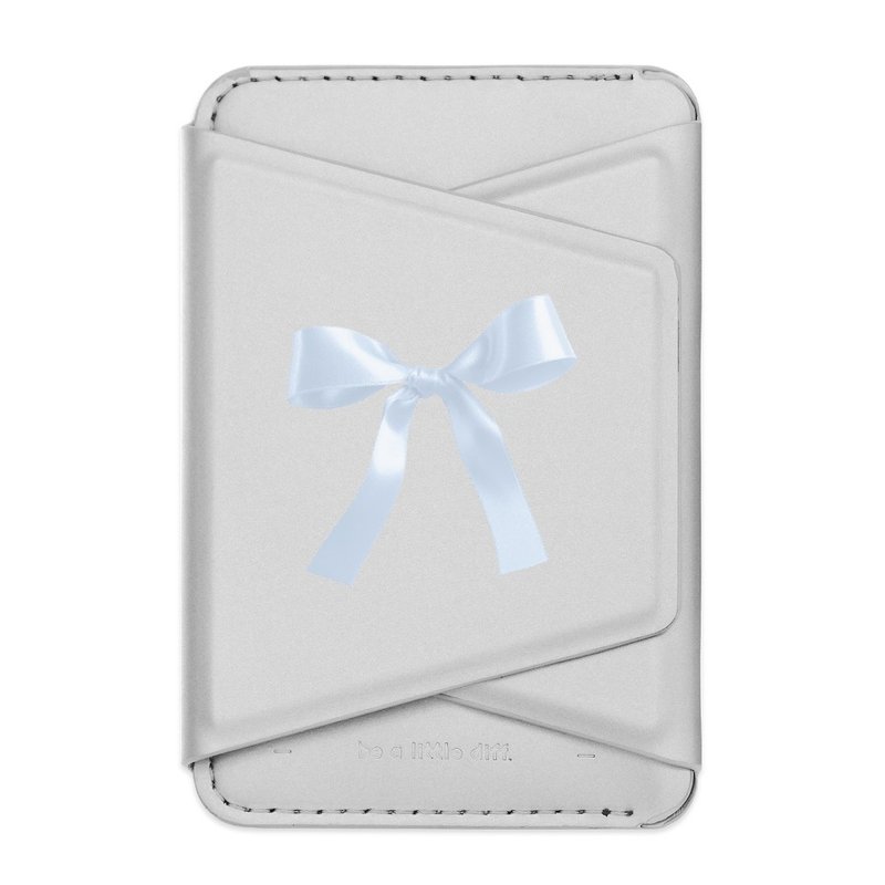 Riche MagSafe 蝴蝶結 銀色款 支架磁吸卡包 小牛皮感 手機支架 - 手機/平板支架 - 人造皮革 銀色