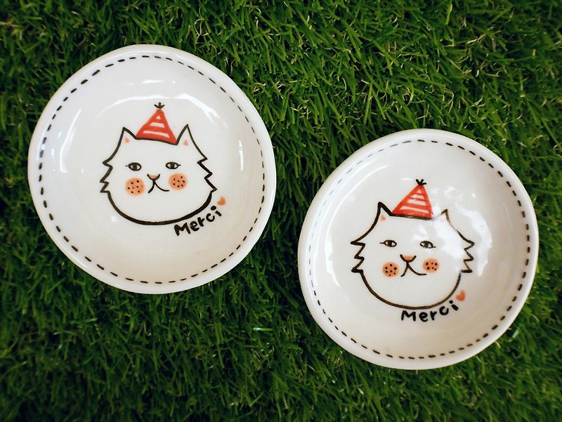 【12月限定】貓咪小王子─Merci✖造型盤 - 小碟/醬油碟 - 瓷 