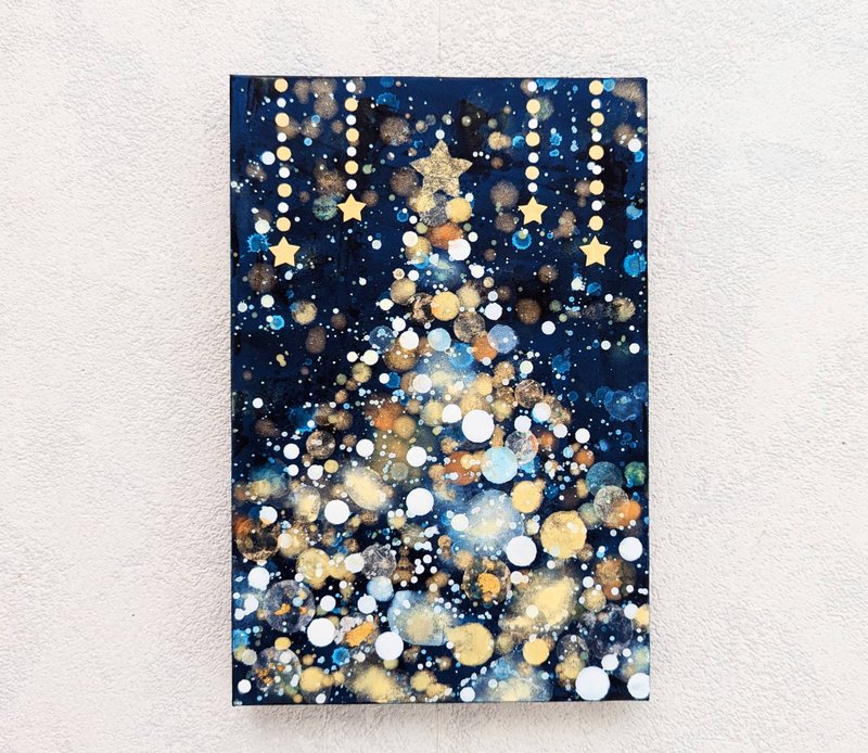 Christmas tree snow and starry night - โปสเตอร์ - ไม้ สีน้ำเงิน