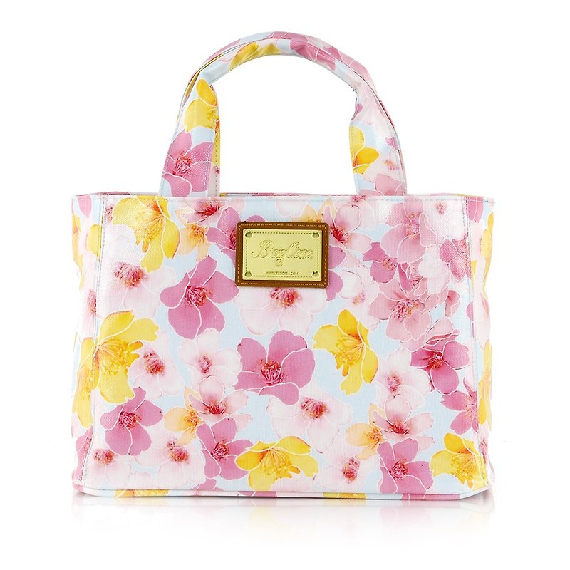Cherry Blossom Elegant Waterproof Magnetic Buckle Bag-Pure Blue - Handbags & Totes - Cotton & Hemp Blue