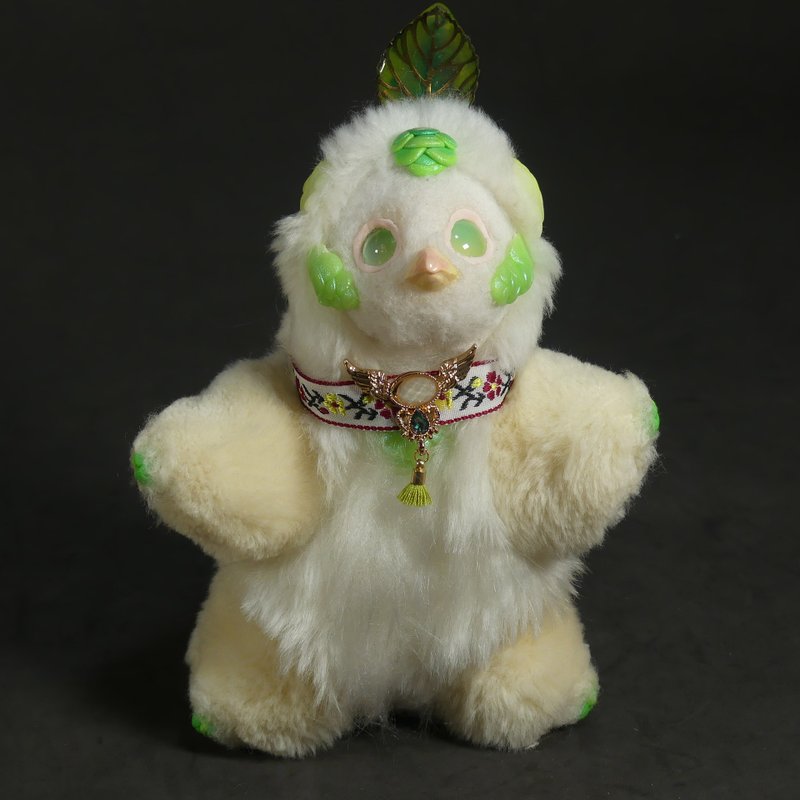 Art Doll Bird and Animals White Green - ตุ๊กตา - เส้นใยสังเคราะห์ ขาว