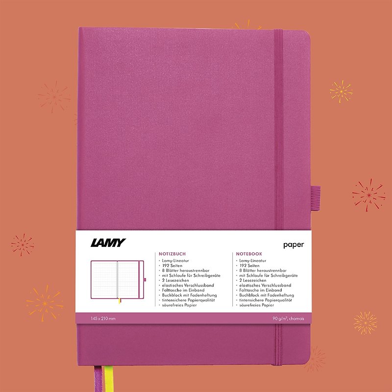 【客製服務】LAMY 鋼筆用軟式A5筆記本 / notebook狩獵系列 桃紅 - 筆記簿/手帳 - 紙 粉紅色
