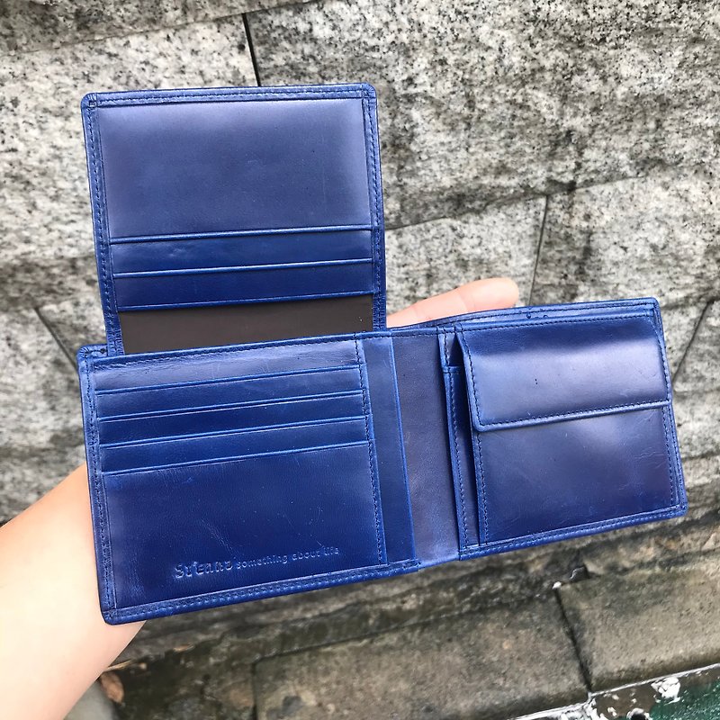 シエナレザーは、運転免許証の短い財布を保持することができます - 財布 - 革 ブルー