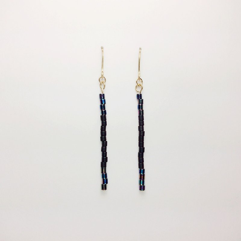 //シンプルできちんとしたアンティークの真珠のイヤリングメッキ青い黒い砂// ve029 - ピアス・イヤリング - ガラス 多色