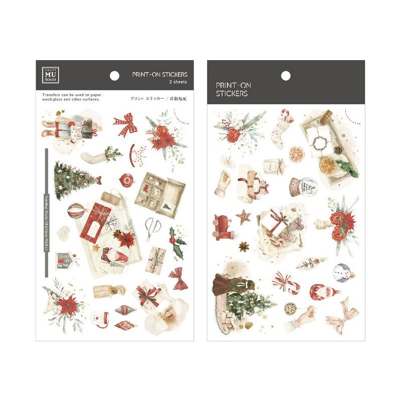 【Print-On Stickers】Christmas Edition 23 | Rub-on Sticker、Transfer Sticker - Stickers - Other Materials Red