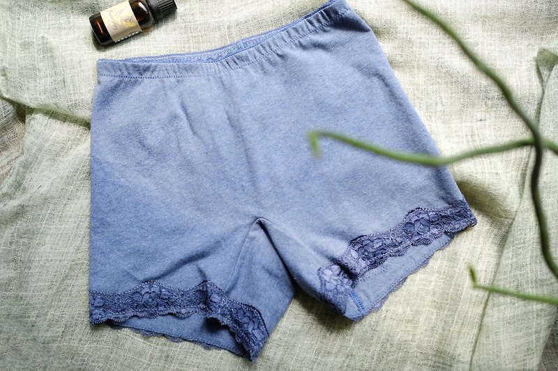 Youth・Combed cotton three-quarter pants・Made in Taiwan - ชุดชั้นในผู้หญิง - ผ้าฝ้าย/ผ้าลินิน สีน้ำเงิน
