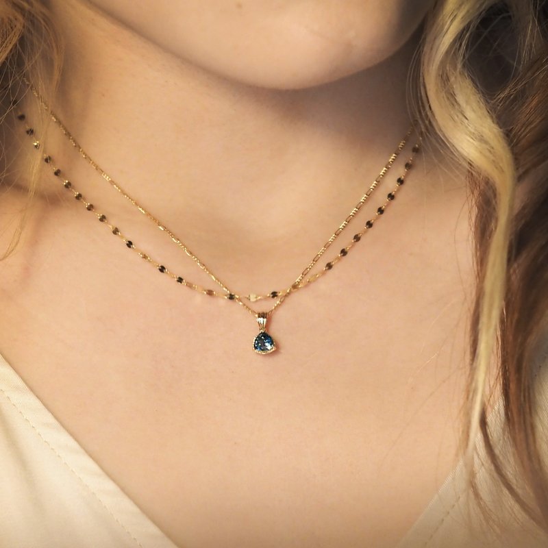 London Blue Topaz Trillion Necklace - Necklaces - Precious Metals Gold