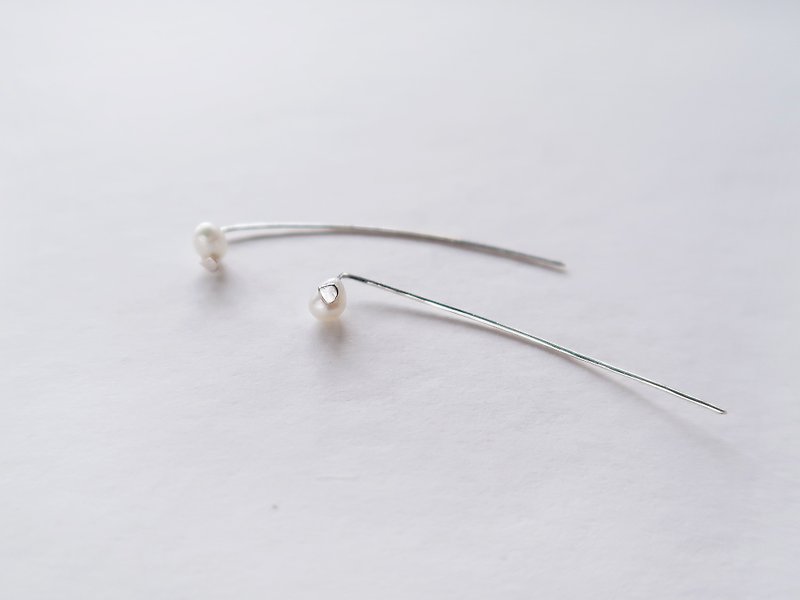 Exclusive pair of 925 sterling silver mini pearl bean sprout earrings or Clip-On - ต่างหู - เงินแท้ สีเงิน