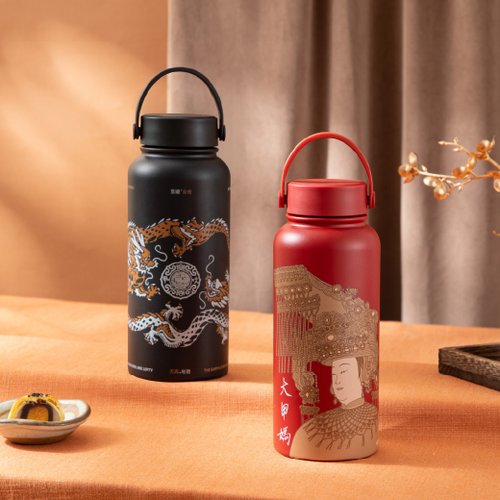 Oolab 良杯製所 大甲鎮瀾宮系列品味生活保溫瓶950ml 2入優惠(贈海綿刷)