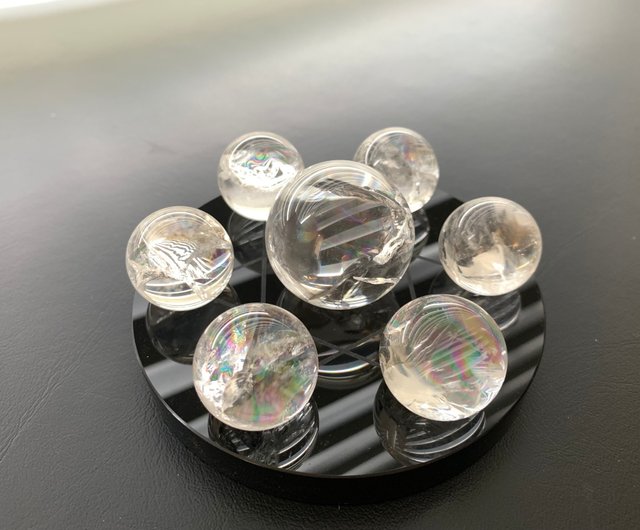【高波動】虹入り茶水晶スモーククォーツ七星陣 × 白水晶台座浄化・魔除け・財運・ 高波動】虹入り茶水晶スモーククォーツ七星陣 × 白水晶台座浄化