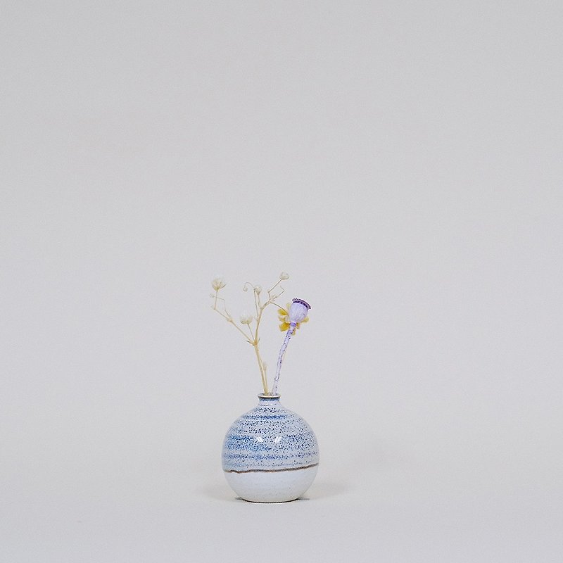 手作りセラミック ミニ花ウサギの毛起毛 - 花瓶・植木鉢 - 磁器 ブルー