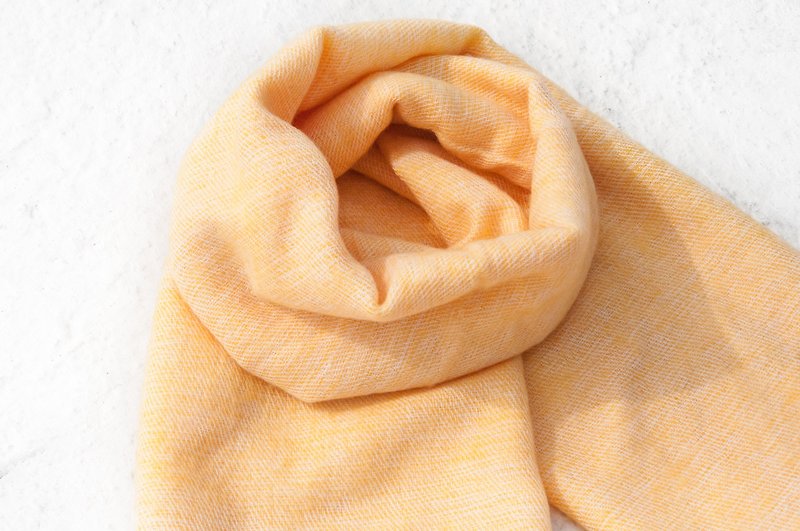 Wool shawl/knit scarf/knit shawl/covering/pure wool scarf/wool shawl-mango milk - ผ้าพันคอถัก - ขนแกะ สีเหลือง