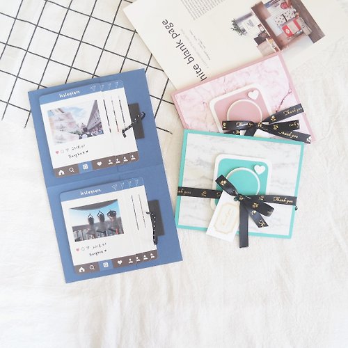 SW Taiwan 現貨 / 大理石瀑布卡機關手工卡片－Instagram 造型翻轉拉卡 IG卡