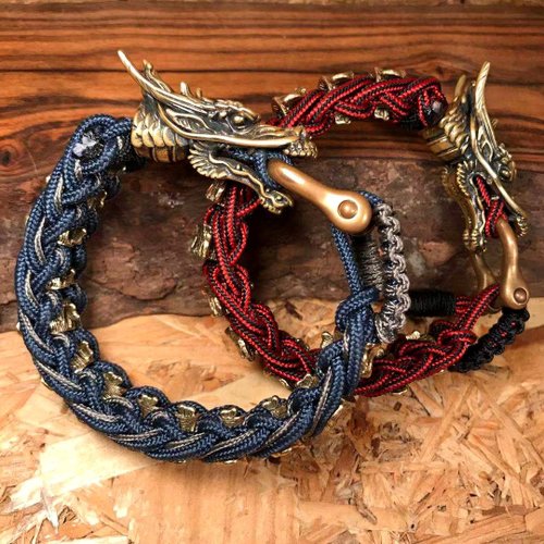 Paracord Bracelet Dragon. Exclusive Bracelet for Man, Clasp Bronze -   Denmark