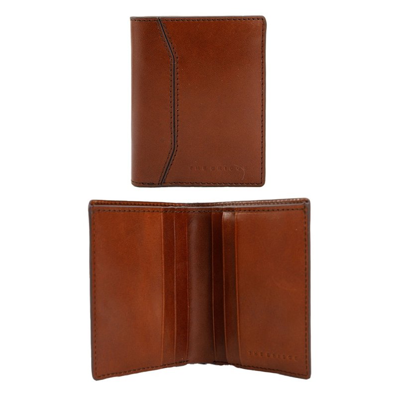 THE BRIDGE FILIPPO vertical basic RFID short wallet - กระเป๋าสตางค์ - หนังแท้ สีนำ้ตาล