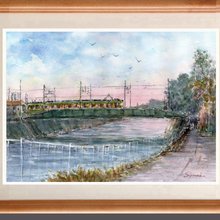 水彩画 風景画　夕陽2(原画) 89d157a63a782c402cc4a7a6e054d4