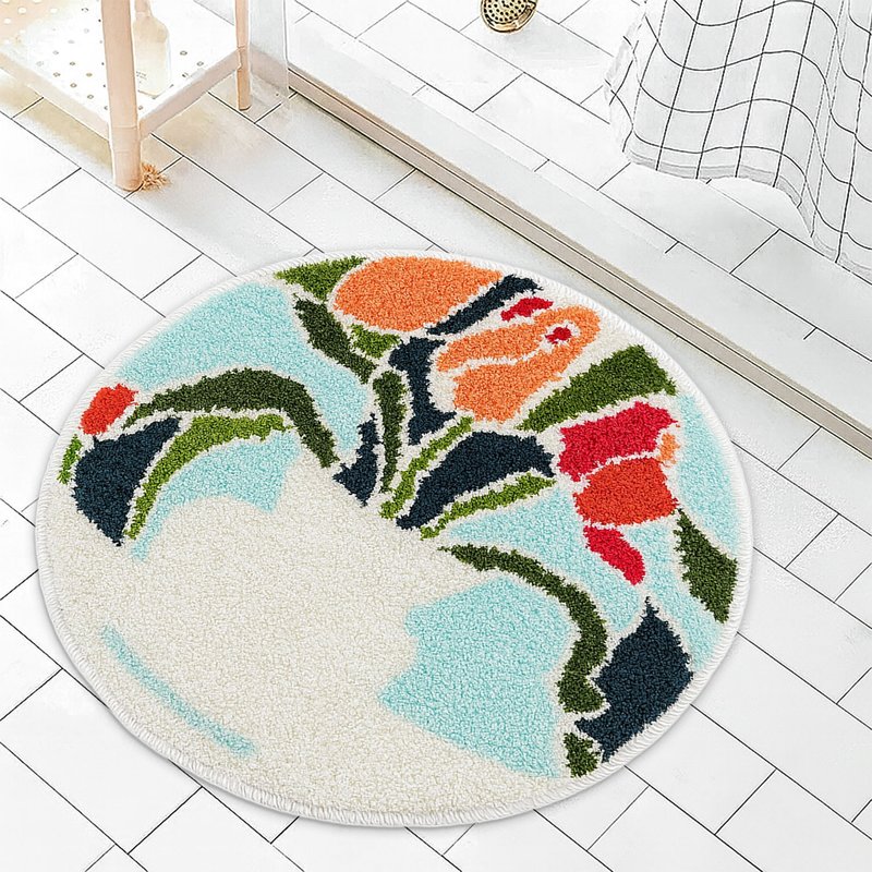 玫瑰花瓶植絨地墊浴室地墊吸水地墊柔軟臥室地墊區域地墊禮品 - 地墊/地毯 - 聚酯纖維 