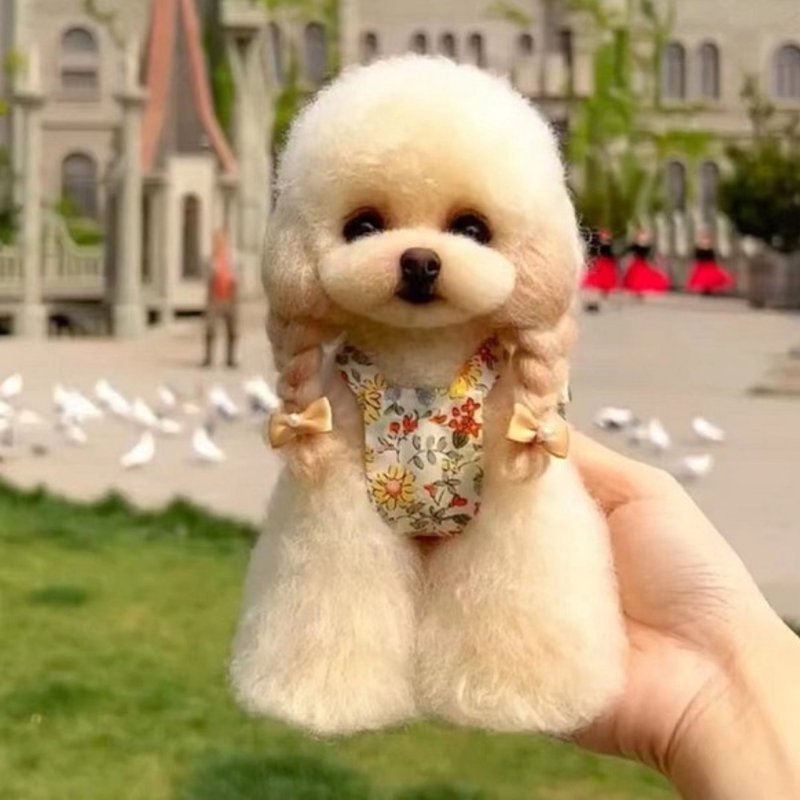 客製化逼真貴賓犬羊毛氈寵物娃娃定製複刻狗狗猫咪毛小孩公仔 - 貓/狗玩具 - 羊毛 多色
