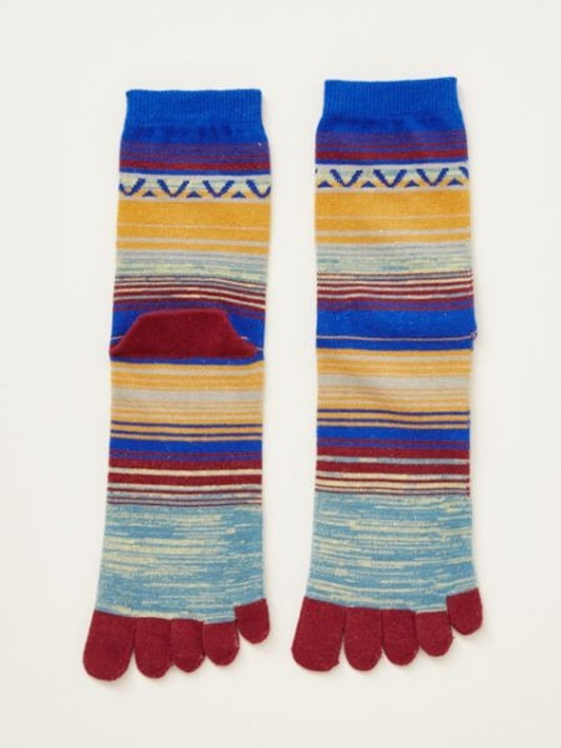 Pre-ordered ethnic striped five-finger socks (four colors) CISP6303 - ถุงเท้า - ผ้าฝ้าย/ผ้าลินิน หลากหลายสี