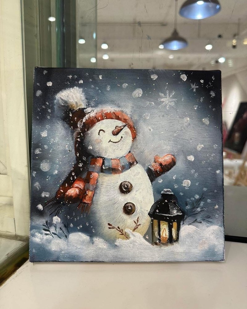 Activity painting [Christmas small oil painting] Beginner friendly・Reservation available from Monday to Sunday [Group of one person] - วาดภาพ/ศิลปะการเขียน - ผ้าฝ้าย/ผ้าลินิน 