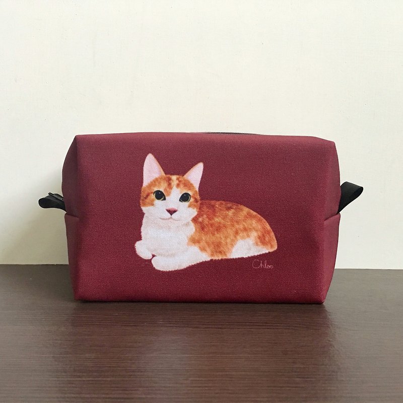 Classic Wang Meow Cosmetic Bag/Storage Bag-Orange and White Cat - Toiletry Bags & Pouches - Polyester Brown