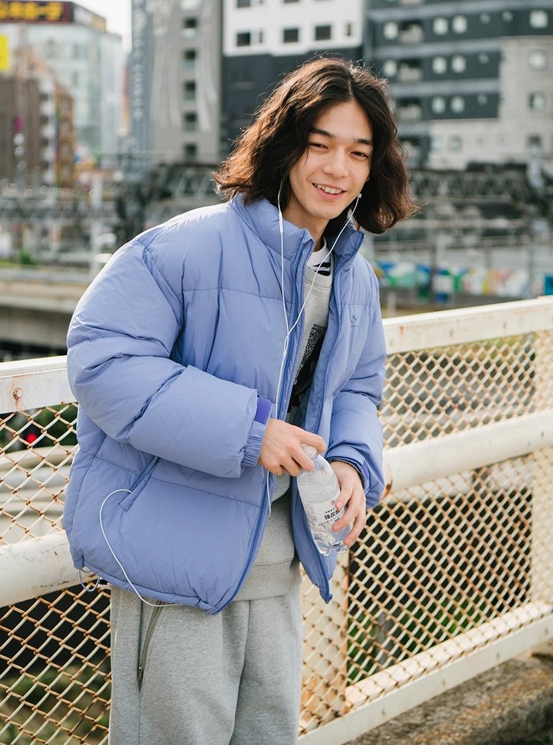 蓬鬆的云 日系白鴨絨羽絨服 寬鬆面包服外套 - 男夾克/外套 - 其他材質 紫色
