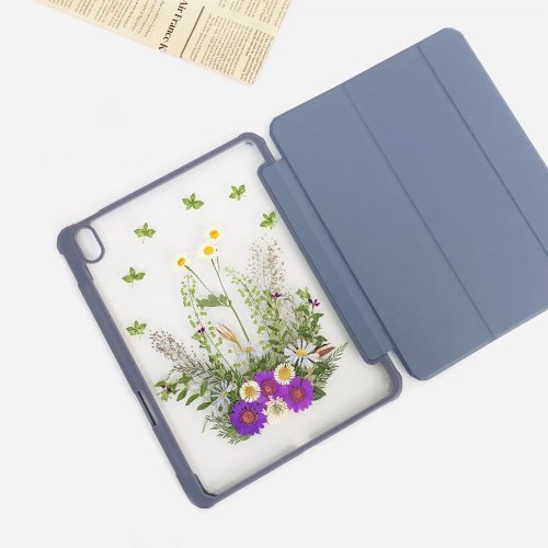 FeimeiPresents 紫菊綠葉手工押花iPad外殼 iPad Air 11寸13寸iPad Pro11寸13寸