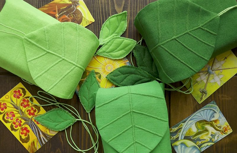 任何尺寸的葉狀塔羅牌袋、大葉塔羅牌袋、迷你塔羅牌卡包 - 其他 - 亞麻 多色