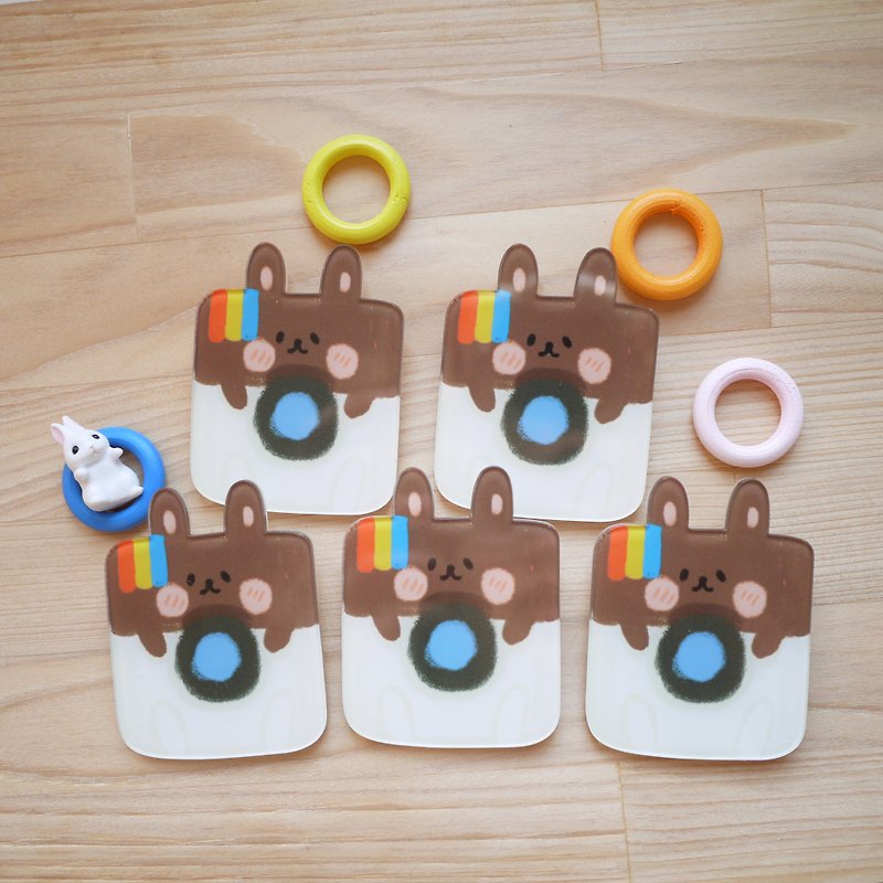 Acrylic pin / camera rabbit - Badges & Pins - Acrylic Brown