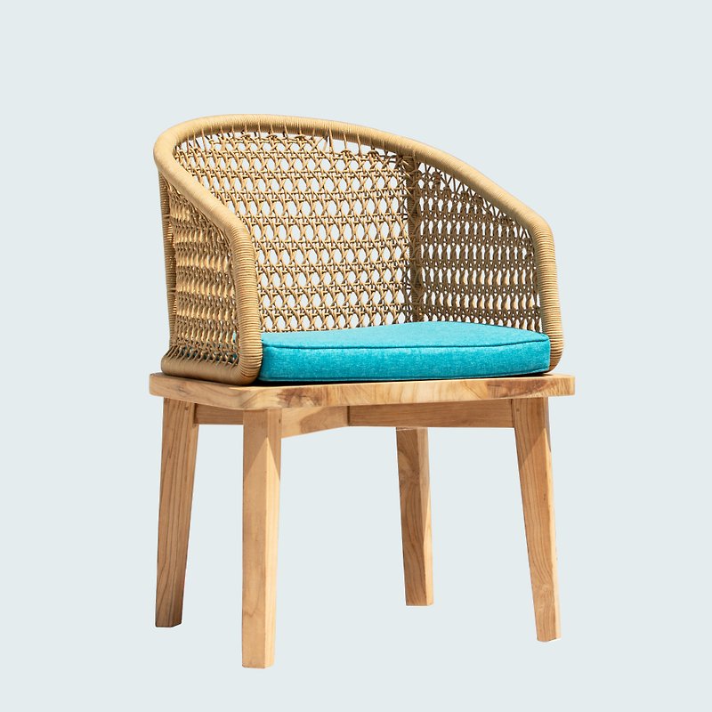 悠閒藤椅/柚木/原木/低甲醛 - 椅子/沙發 - 木頭 藍色