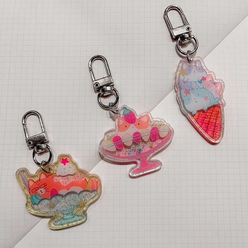 Summer Dessert Shiny Acrylic Pendant Colorful Space Ice Shop Series - ที่ห้อยกุญแจ - อะคริลิค สีส้ม