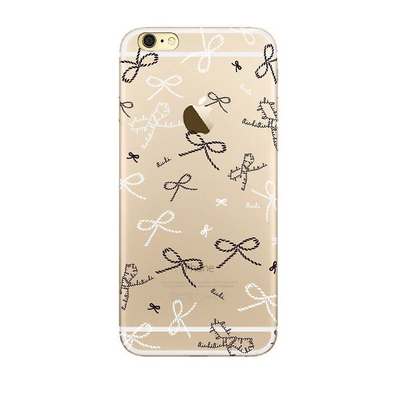 Sweet French bowknot transparent soft shell - Phone Cases - Other Materials Black