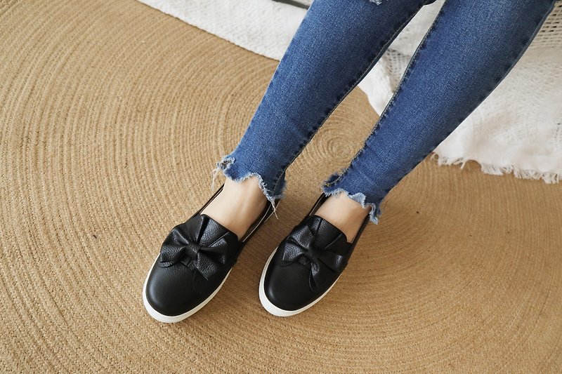 【 Shadow】Platform Casual Shoes - Black - รองเท้าลำลองผู้หญิง - หนังแท้ สีดำ