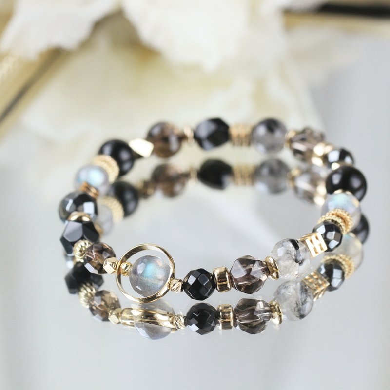 8mm obsidian labradorite citrine black hair crystal black agate health evil evil peace crystal bracelet - Bracelets - Crystal Black