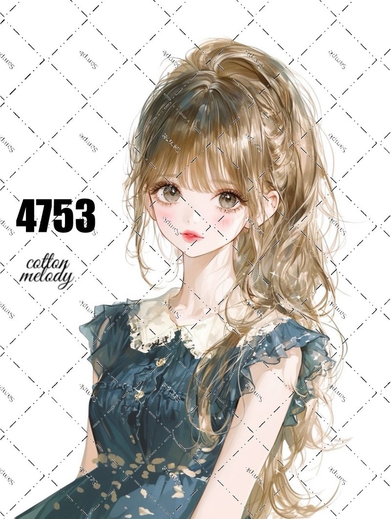 original sticker no.4753 人物ステッカー オリジナルステッカー オリジナル人物ステッカー 装飾ステッカー cotton melody - 貼紙 - 紙 