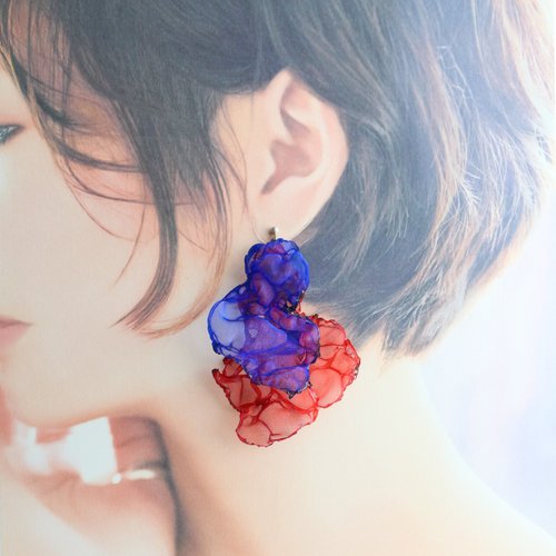 joujou カラフルビーズ ピアス(両耳用) ネオン ネオンカラー 水引 耳飾り -UNEUNE- - ショップ mizuhikigirl
