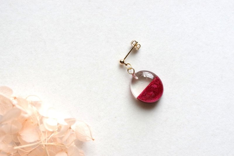 Resin Art Bi-Color Oval Earrings - Camellia - Earrings & Clip-ons - Resin Red