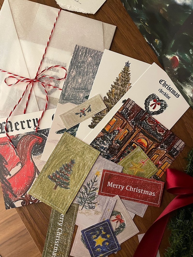 【聖誕禮物Christmas】 卡片貼紙包(19件組) - 心意卡/卡片 - 紙 多色