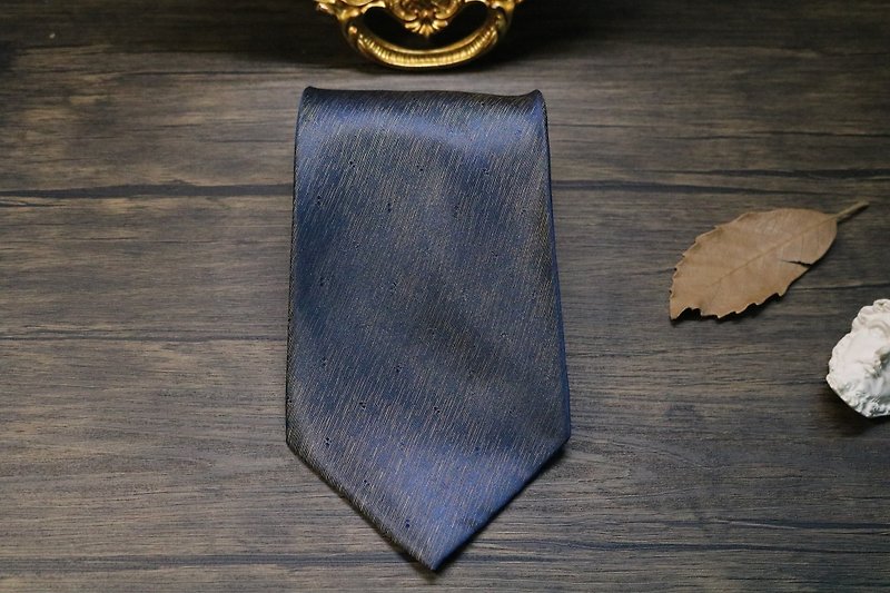 ブルーの細目のシルクネクタイビジネス百合necktie - ネクタイ・タイピン - シルク・絹 